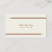 Eleganter Mode-Designer /Minimalistisch Beige & Br Visitenkarte (Rückseite)