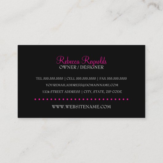 Eleganter Mode Designer Visitenkarte (Rückseite)