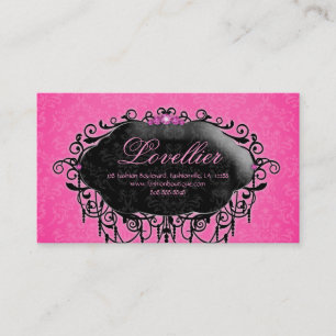 Eleganter Mode-Schmuck-Rosa-Schwarz-Damast Visitenkarte