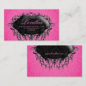 Eleganter Mode-Schmuck-Rosa-Schwarz-Damast Visitenkarte (Vorne/Hinten)