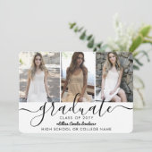 Eleganter Modern 4 Foto Collage Script Abschluss Ankündigung (Stehend Vorderseite)