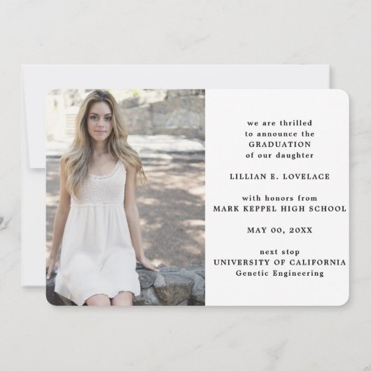 Eleganter Modern 4 Foto Collage Script Abschluss Ankündigung (Rückseite)