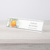Eleganter Modern Boho Abstrakt Sketchy Orange Gard Schreibtischnamensplakette (Vorderseite )