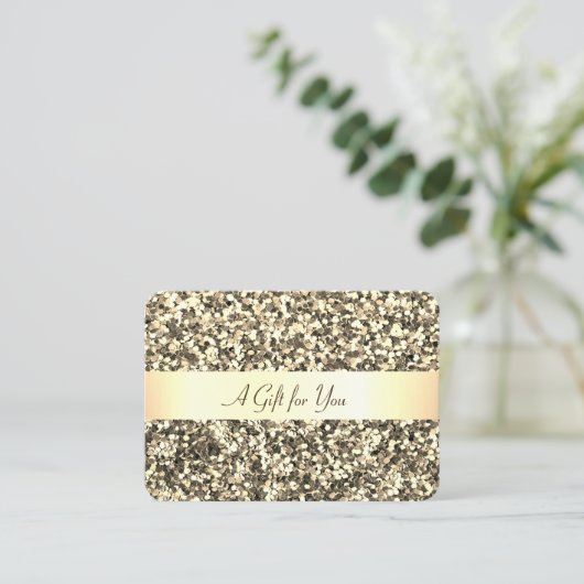 Eleganter Modern Gold Confetti Glitzer Rabattkarte (Stehend Vorderseite)