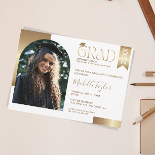 Eleganter Modern stilvolles Foto Gold Abschluss Einladung