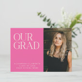 Eleganter, moderner 2 Foto Hot Pink Einfaches Absc Ankündigung (Stehend Vorderseite)