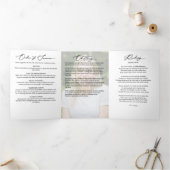 Eleganter moderner 8-Foto-Begräbnisdienst Dreifach-gefaltete Programmkarte (Innenseite)