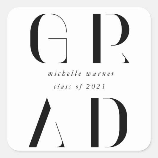 eleganter, moderner Abschluss-Aufkleber Quadratischer Aufkleber (Vorderseite)