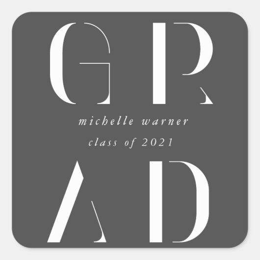 eleganter, moderner Abschluss-Aufkleber Quadratischer Aufkleber (Vorderseite)