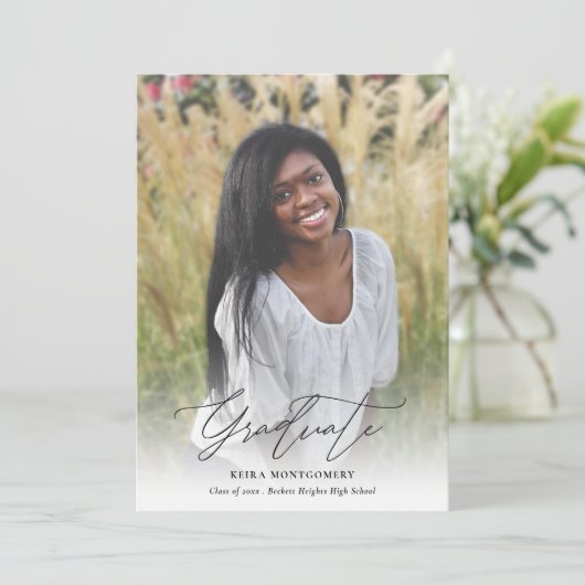 Eleganter Moderner Abschluss für Script 2 Foto Ankündigung (Stehend Vorderseite)