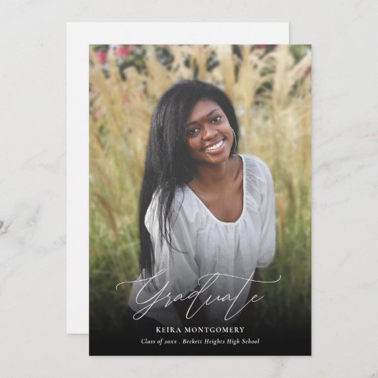 Eleganter Moderner Abschluss für Script 2 Foto Ankündigung (Vorne/Hinten)