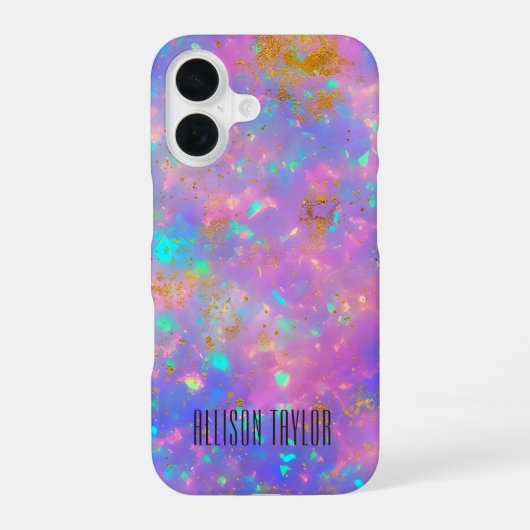 Eleganter moderner Abstrakter Gold Fire Opal Indiv iPhone 16 Hülle (Rückseite)