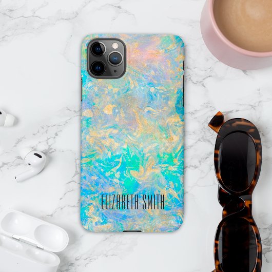 Eleganter moderner Abstrakter Gold Fire Opal Indiv iPhone 16 Hülle
