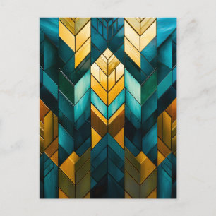 Eleganter moderner abstrakter Gold-Teal-Geometrie Feiertagspostkarte