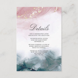 Eleganter moderner Alkohol Tinte Bush Blaue Wasser Begleitkarte