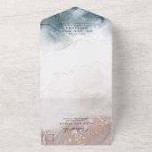 Eleganter moderner Alkohol Tinte Gold Blush All In One Einladung (Außenbereich)