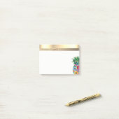 Eleganter, moderner Ananas mit Blumen - Personalis Post-it Klebezettel (Auf Schreibtisch)