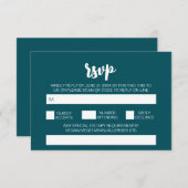 Eleganter moderner Aquamariner Hochzeitsstichtag Q Begleitkarte (Vorne/Hinten)