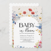 Eleganter, moderner Baby in Blütendusche Einladung (Vorne/Hinten)