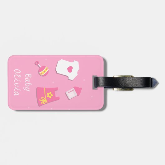 Eleganter moderner Baby-Rosa-Gepäckanhänger Gepäckanhänger (Rückseite horizontal)