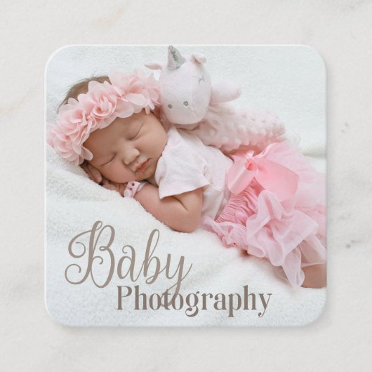 Eleganter moderner Baby Template Baby Fotograf Quadratische Visitenkarte (Vorderseite)