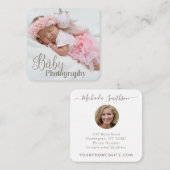 Eleganter moderner Baby Template Baby Fotograf Quadratische Visitenkarte (Vorne/Hinten)