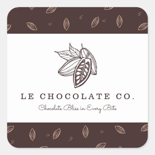 Eleganter, moderner Baker Kakaobean Quadratischer Aufkleber (Vorderseite)