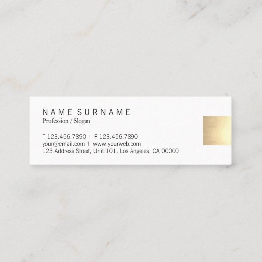 Eleganter moderner beige mini visitenkarte (Rückseite)