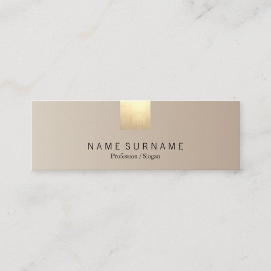 Eleganter moderner beige mini visitenkarte (Vorderseite)