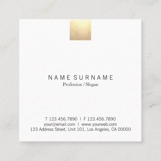 Eleganter moderner beige quadratische visitenkarte (Rückseite)