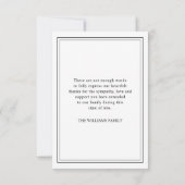 Eleganter moderner Beileid-Speicher dank Karte (Rückseite)