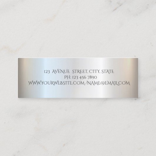 Eleganter, moderner Beruflicher Silbermarmor Mini Visitenkarte (Rückseite)