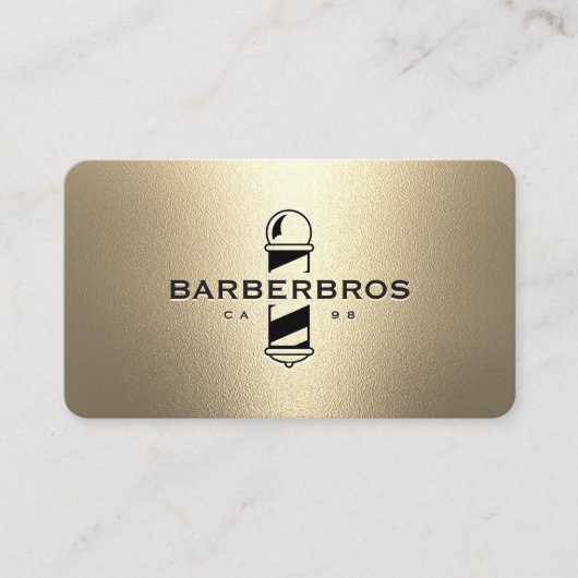 Eleganter moderner Black Gold Barber Barbershop Visitenkarte (Vorderseite)