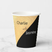 Eleganter moderner Black & Gold Foil Wedding Paper Pappbecher (Rückseite)