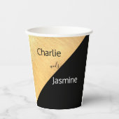 Eleganter moderner Black & Gold Foil Wedding Paper Pappbecher (Vorderseite)