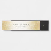 Eleganter, moderner Black Gold Glitzer Glamour Tem Türschild (Vorderseite )