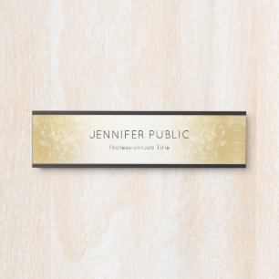 Eleganter, moderner Black Gold Glitzer Glamour Tem Türschild