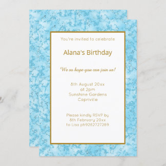 ELEGANTER MODERNER BLAUE MARBLE GLITZER EINFACH EINLADUNG