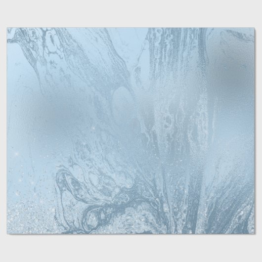 Eleganter, moderner, blauer Glitzer-Marmor Geschenkpapier (Flach)