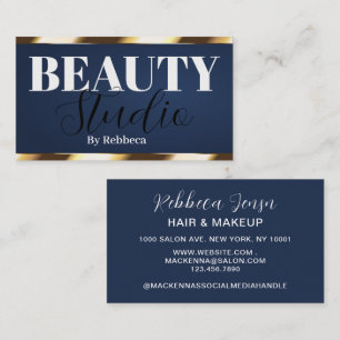 Eleganter moderner blauer goldener Beauty-Salon  Visitenkarte