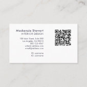 Eleganter moderner blauer Schriftmonogramm-QR-Code Visitenkarte (Rückseite)