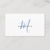 Eleganter moderner blauer Schriftmonogramm-QR-Code Visitenkarte (Vorderseite)