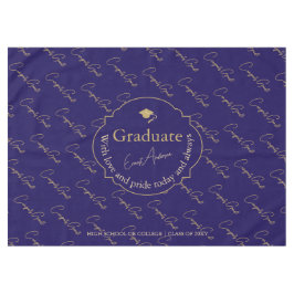 Eleganter moderner Blue Gold Graduate Cap Abschlus Tischdecke