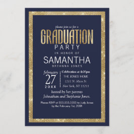 Eleganter moderner Blue-Gold-Sequin-Abschluss Einladung