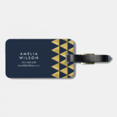 Eleganter, moderner Blue Imitats Gold Triangle Gep Gepäckanhänger (Rückseite horizontal)