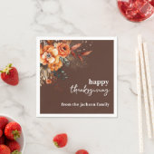 Eleganter moderner blühender Erntedank braun Serviette (Beispiel)