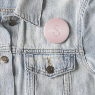 Eleganter moderner Blush-Rosa-Ombre-Name & Monogra Button