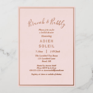 Eleganter, moderner Blush Rose Gold Brunch und Bub Folieneinladung