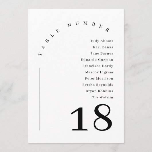 Eleganter moderner Bogen-Hochzeitstabelle Einladung (Rückseite)