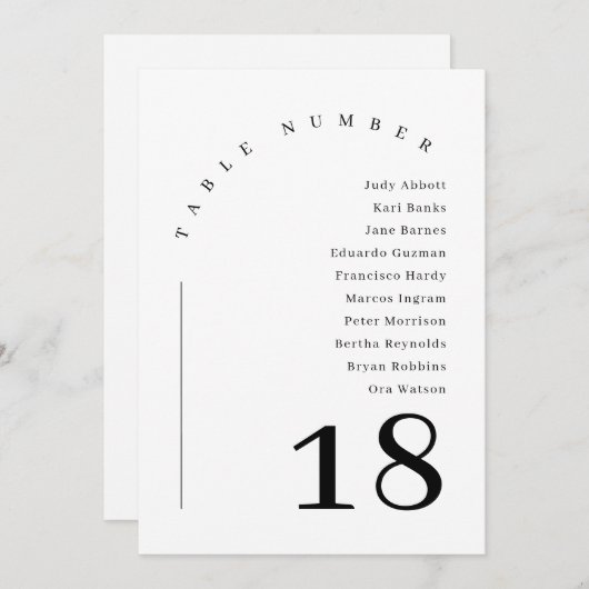 Eleganter moderner Bogen-Hochzeitstabelle Einladung (Vorne/Hinten)